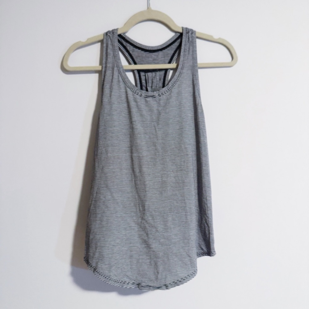 Lululemon - Black and White Striped Racerback Tank Top
